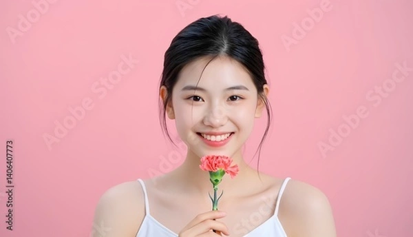 Fototapeta girl with Carnation
