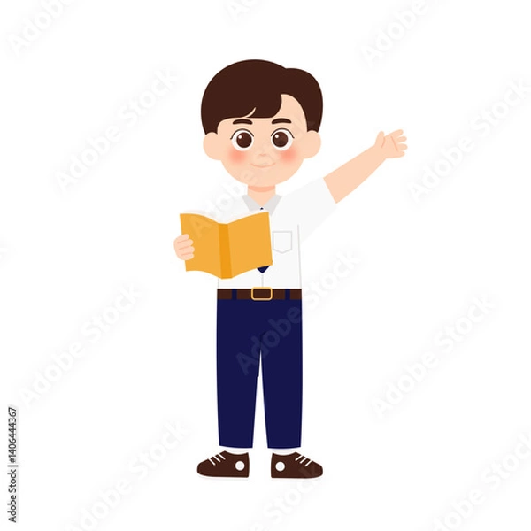 Fototapeta Classroom School Activity 2 Student Explaining with Book