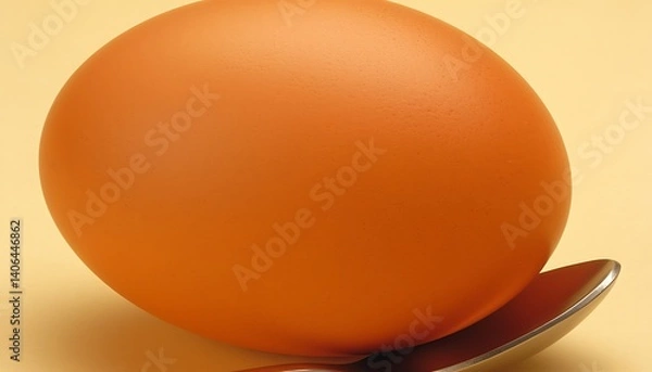 Obraz Egg on Spoon, Beige Background