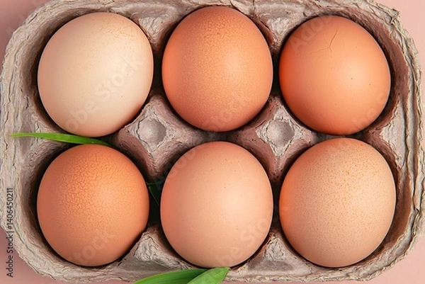 Obraz Eggs in Carton, Pastel Background