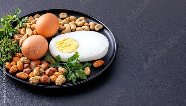 Obraz Eggs, Nuts, Healthy Breakfast