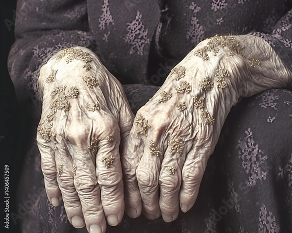 Obraz Elderly Hands, Wrinkles, Pattern