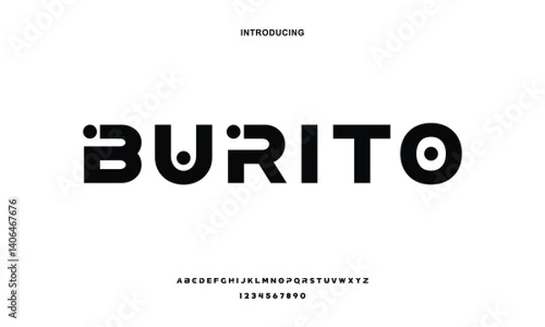 Fototapeta Modern Bold Font with dot. Regular  and Number Typography urban style alphabet fonts for fashion, sport, technology, digital, movie, logo design, vector illustration