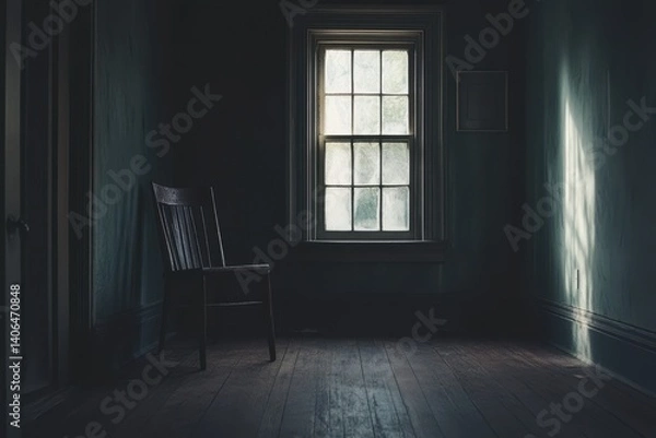 Fototapeta Empty room, sunlight through window