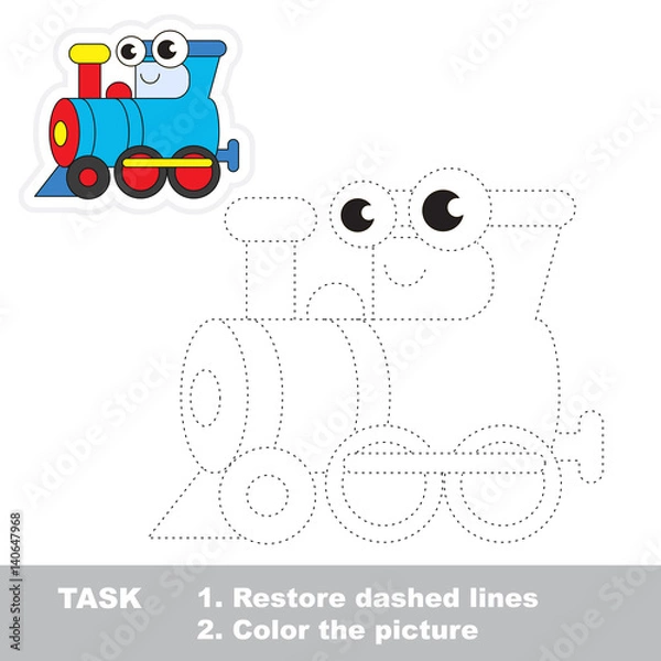 Obraz Funny locomotive to be traced. Vector trace game.
