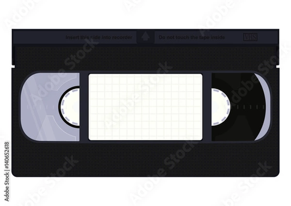 Fototapeta Front of VHS video cassette. Flat vector.