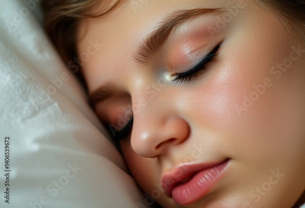 Fototapeta Someone sleeping peacefully gentle expression