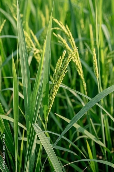 Fototapeta there are many green plants that are growing in the field