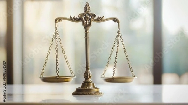 Obraz Justice in action balancing the scales of law courtroom symbolism bright environment close-up perspective