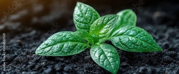 Fototapeta New Growth Emerging from Soil