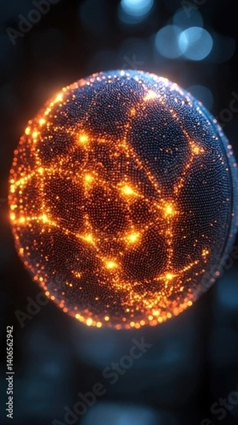 Fototapeta Molten sphere, fractured surface, glowing core