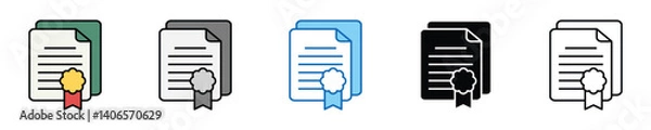 Fototapeta Certification Icons Set – Editable Vector Icons in Multiple Styles