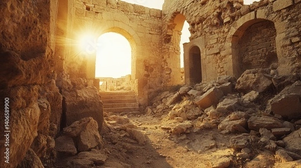 Fototapeta Ancient Ruins in the Middle East Showcasing Traditional Architecture