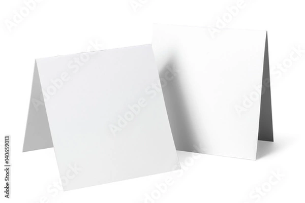 Fototapeta close up of a white note paper on white background