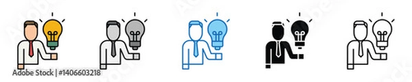 Fototapeta Thinking Icons Set – Editable Vector Icons in Multiple Styles