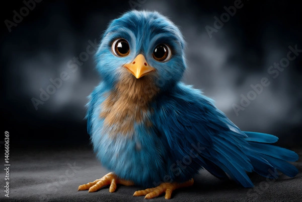 Fototapeta cartoon bluebird: 3d rendered character