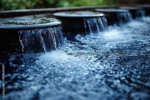 Obraz Water flows from small pools, cascading down, creating ripples