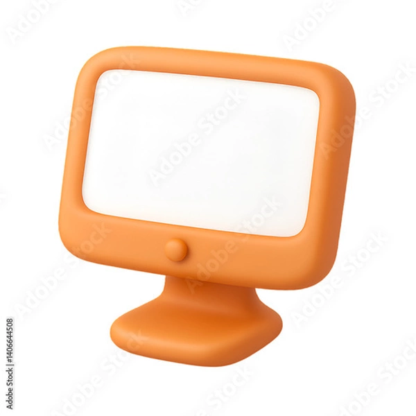 Fototapeta 3D desktop PC or monitor TV screen  icon on a white transparent  background PNG
