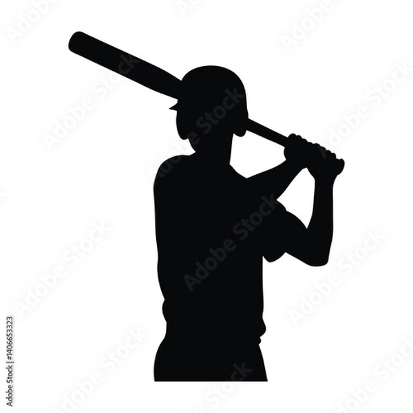 Fototapeta Baseball player vector silhouette