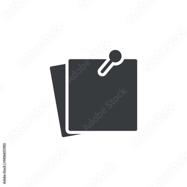 Obraz A sticky note with pin vector icon