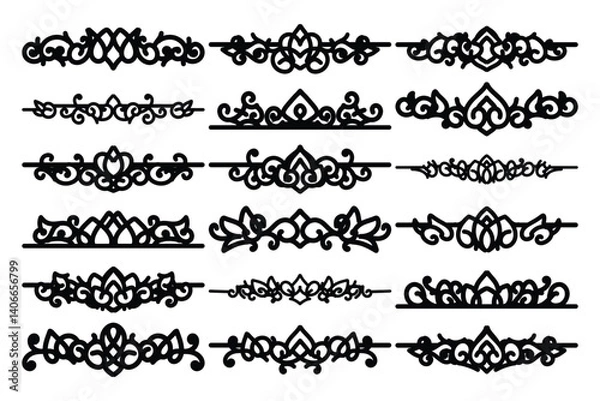 Obraz set of Elegant vintage ornament vector with intricate flourishes and classic baroque-style details. Perfect for invitations, labels, packaging, and decorative design projects.