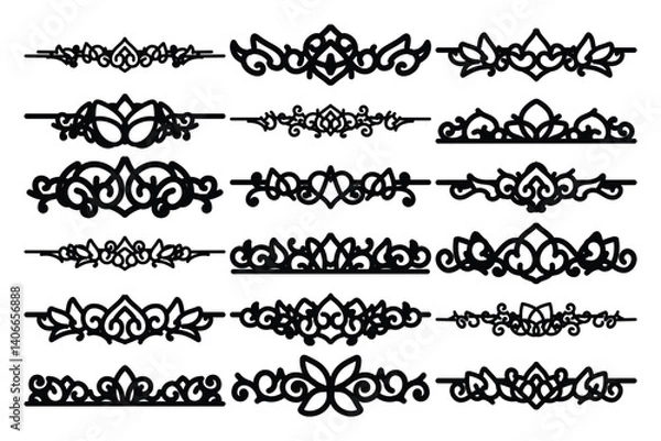 Obraz set of Elegant vintage ornament vector with intricate flourishes and classic baroque-style details. Perfect for invitations, labels, packaging, and decorative design projects.