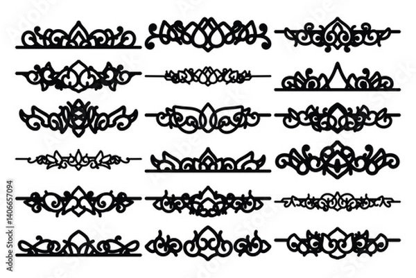 Obraz set of Elegant vintage ornament vector with intricate flourishes and classic baroque-style details. Perfect for invitations, labels, packaging, and decorative design projects.