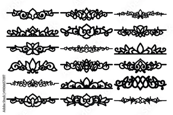 Obraz set of Elegant vintage ornament vector with intricate flourishes and classic baroque-style details. Perfect for invitations, labels, packaging, and decorative design projects.