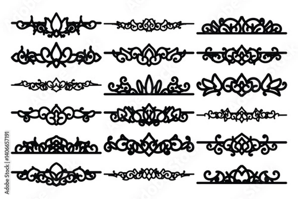 Obraz set of Elegant vintage ornament vector with intricate flourishes and classic baroque-style details. Perfect for invitations, labels, packaging, and decorative design projects.