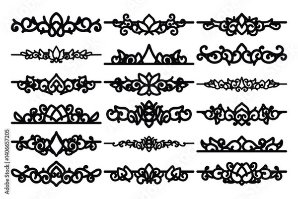 Fototapeta set of Elegant vintage ornament vector with intricate flourishes and classic baroque-style details. Perfect for invitations, labels, packaging, and decorative design projects.
