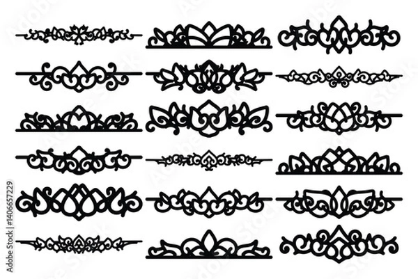 Obraz set of Elegant vintage ornament vector with intricate flourishes and classic baroque-style details. Perfect for invitations, labels, packaging, and decorative design projects.