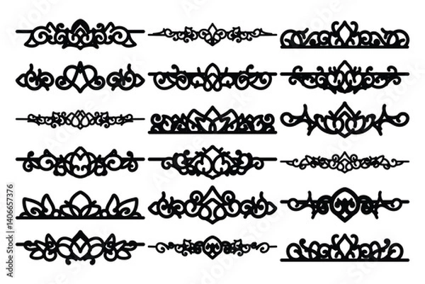 Obraz set of Elegant vintage ornament vector with intricate flourishes and classic baroque-style details. Perfect for invitations, labels, packaging, and decorative design projects.
