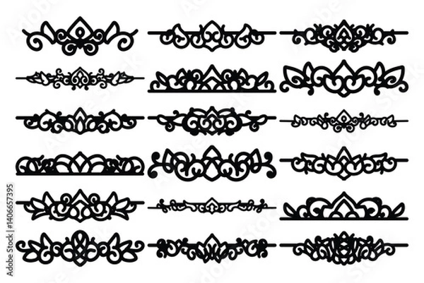 Obraz set of Elegant vintage ornament vector with intricate flourishes and classic baroque-style details. Perfect for invitations, labels, packaging, and decorative design projects.