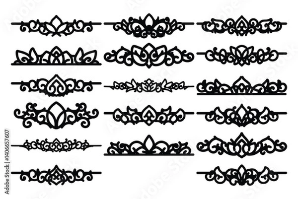 Fototapeta set of Elegant vintage ornament vector with intricate flourishes and classic baroque-style details. Perfect for invitations, labels, packaging, and decorative design projects.