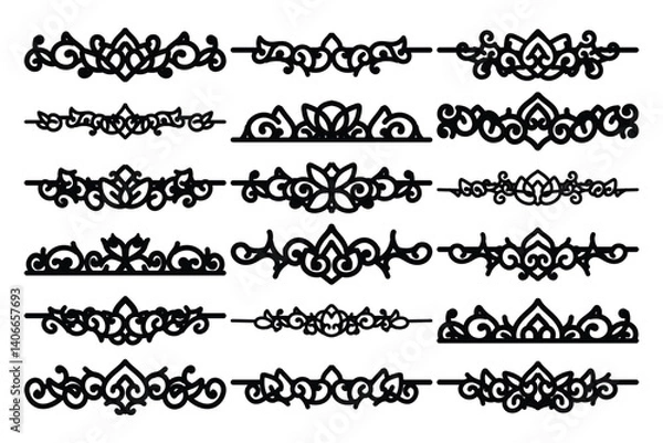 Obraz set of Elegant vintage ornament vector with intricate flourishes and classic baroque-style details. Perfect for invitations, labels, packaging, and decorative design projects.