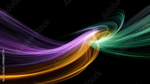Fototapeta Ethereal space background luminous node links art