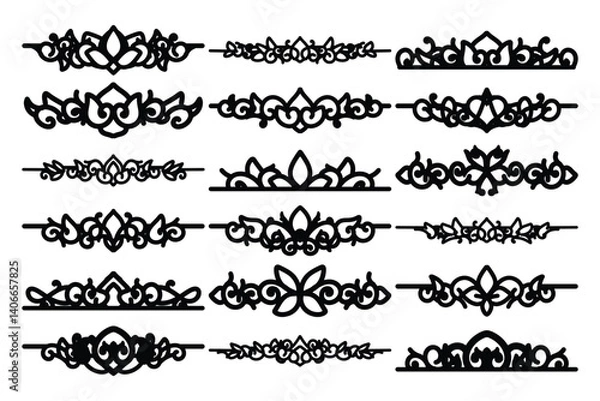 Fototapeta set of Elegant vintage ornament vector with intricate flourishes and classic baroque-style details. Perfect for invitations, labels, packaging, and decorative design projects.