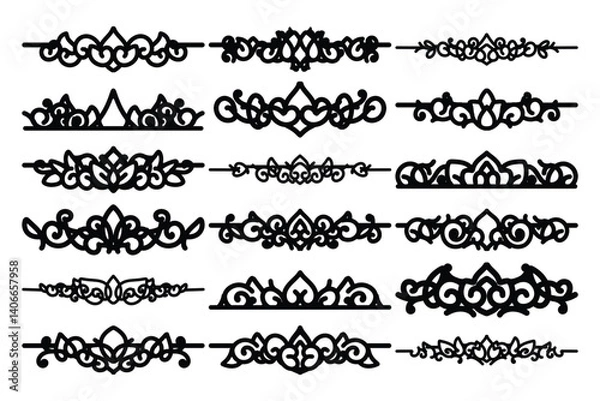 Obraz set of Elegant vintage ornament vector with intricate flourishes and classic baroque-style details. Perfect for invitations, labels, packaging, and decorative design projects.
