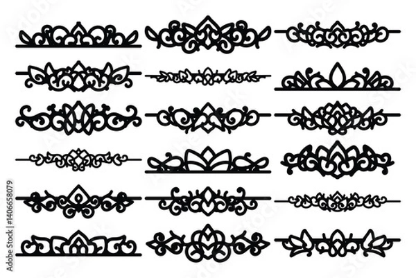 Fototapeta set of Elegant vintage ornament vector with intricate flourishes and classic baroque-style details. Perfect for invitations, labels, packaging, and decorative design projects.