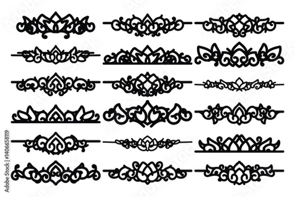 Obraz set of Elegant vintage ornament vector with intricate flourishes and classic baroque-style details. Perfect for invitations, labels, packaging, and decorative design projects.