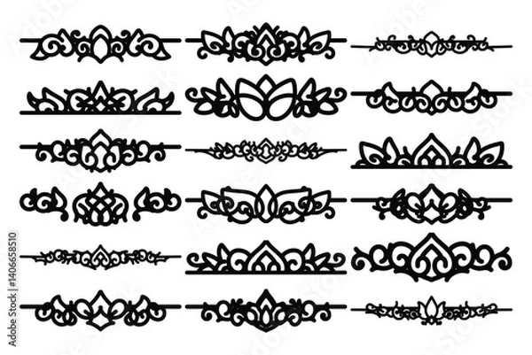 Obraz set of Elegant vintage ornament vector with intricate flourishes and classic baroque-style details. Perfect for invitations, labels, packaging, and decorative design projects.