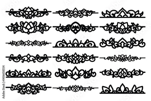 Obraz set of Elegant vintage ornament vector with intricate flourishes and classic baroque-style details. Perfect for invitations, labels, packaging, and decorative design projects.