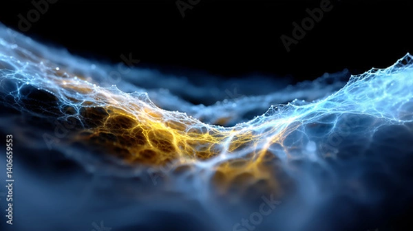 Fototapeta Abstract glowing network energy wave background