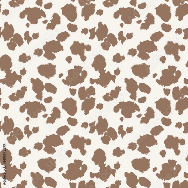 Obraz Seamless animal pattern. Cowhide texture with black spots on white. Mammal fur print. Leather design. Vector illustration