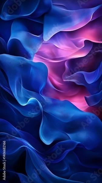 Fototapeta Vibrant abstract blue and purple waves creating depth and movement phone wallpaper

