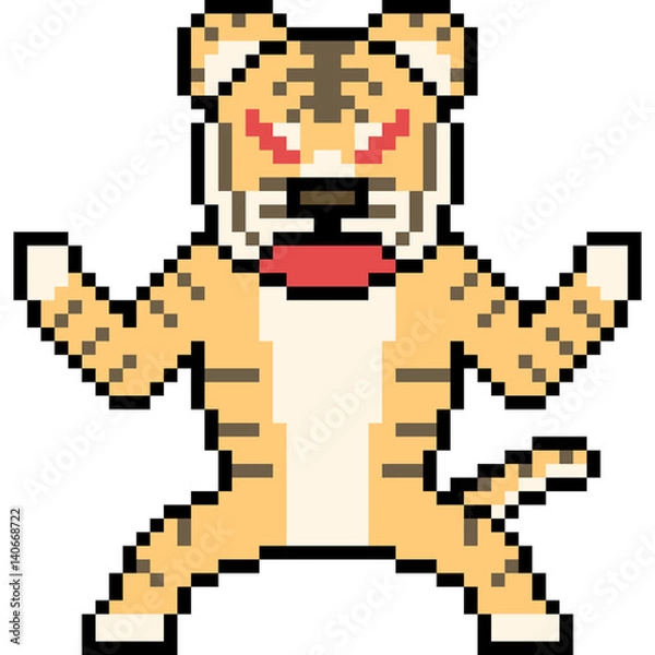 Fototapeta vector pixel art wild tiger
