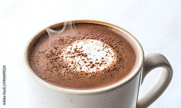 Obraz Steaming Hot Chocolate in White Mug Closeup
