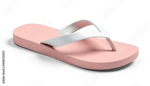 Obraz A single, white flip-flop isolated on pure white background , simple, photography