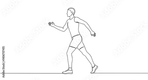 Fototapeta Running man in motion against a white background