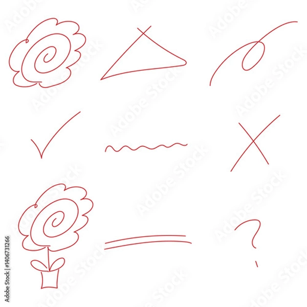 Fototapeta 手書き赤ペンセット